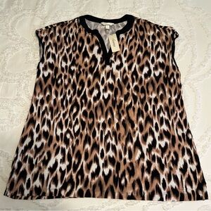 Soma Leopard Print Top with Black Trim